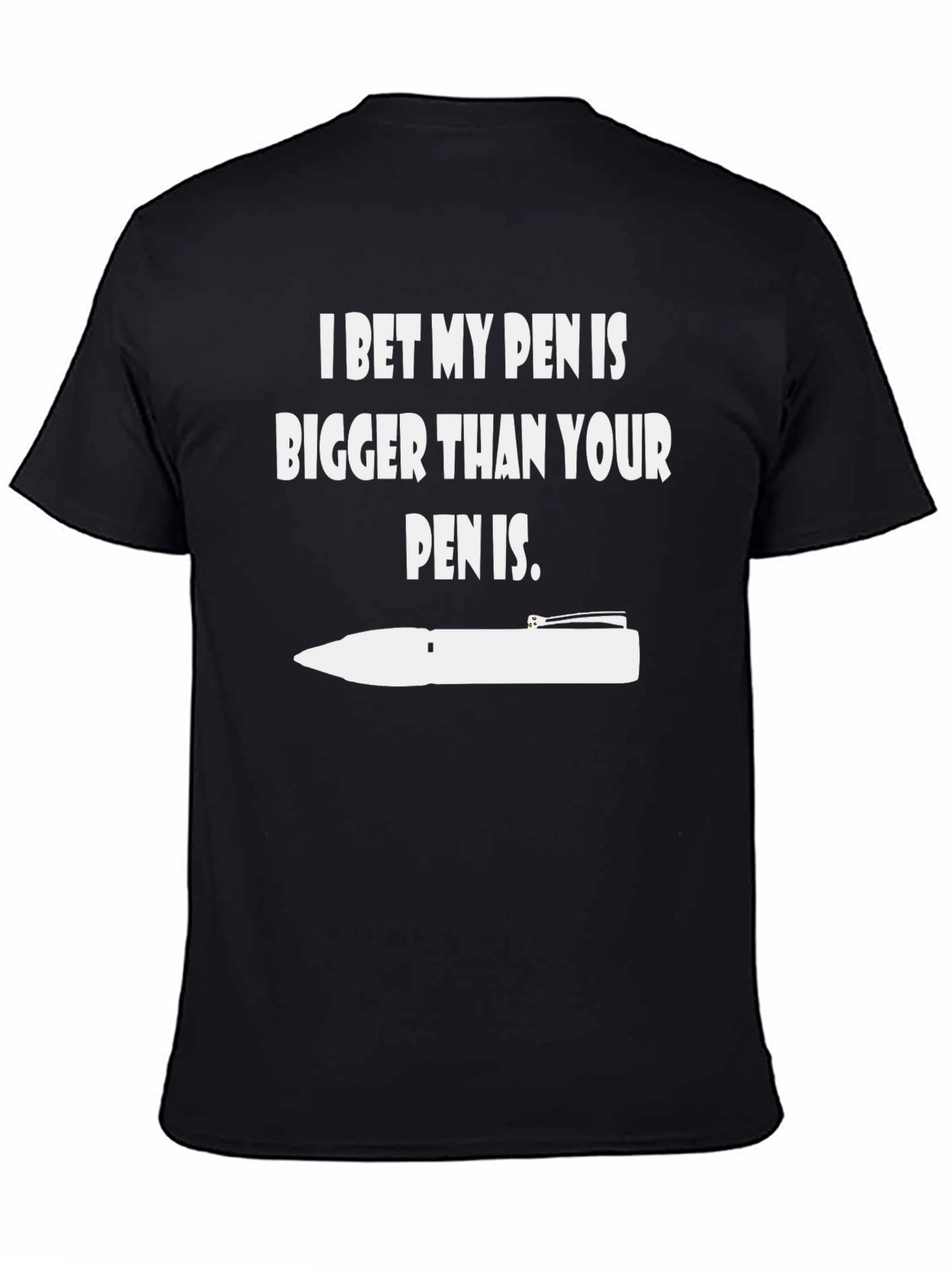 Funny Pen Size Graphic T-Shirt - Black