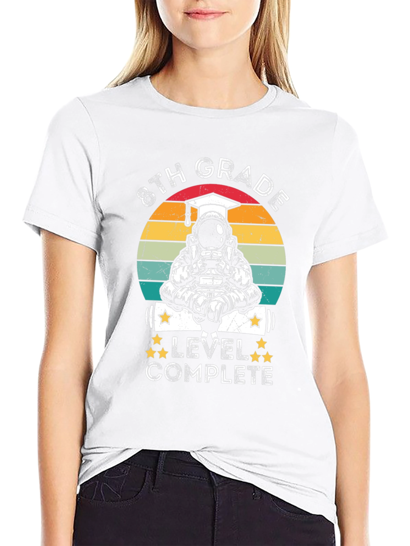 8th Grade Graduation Astronaut T-Shirt Level Complete