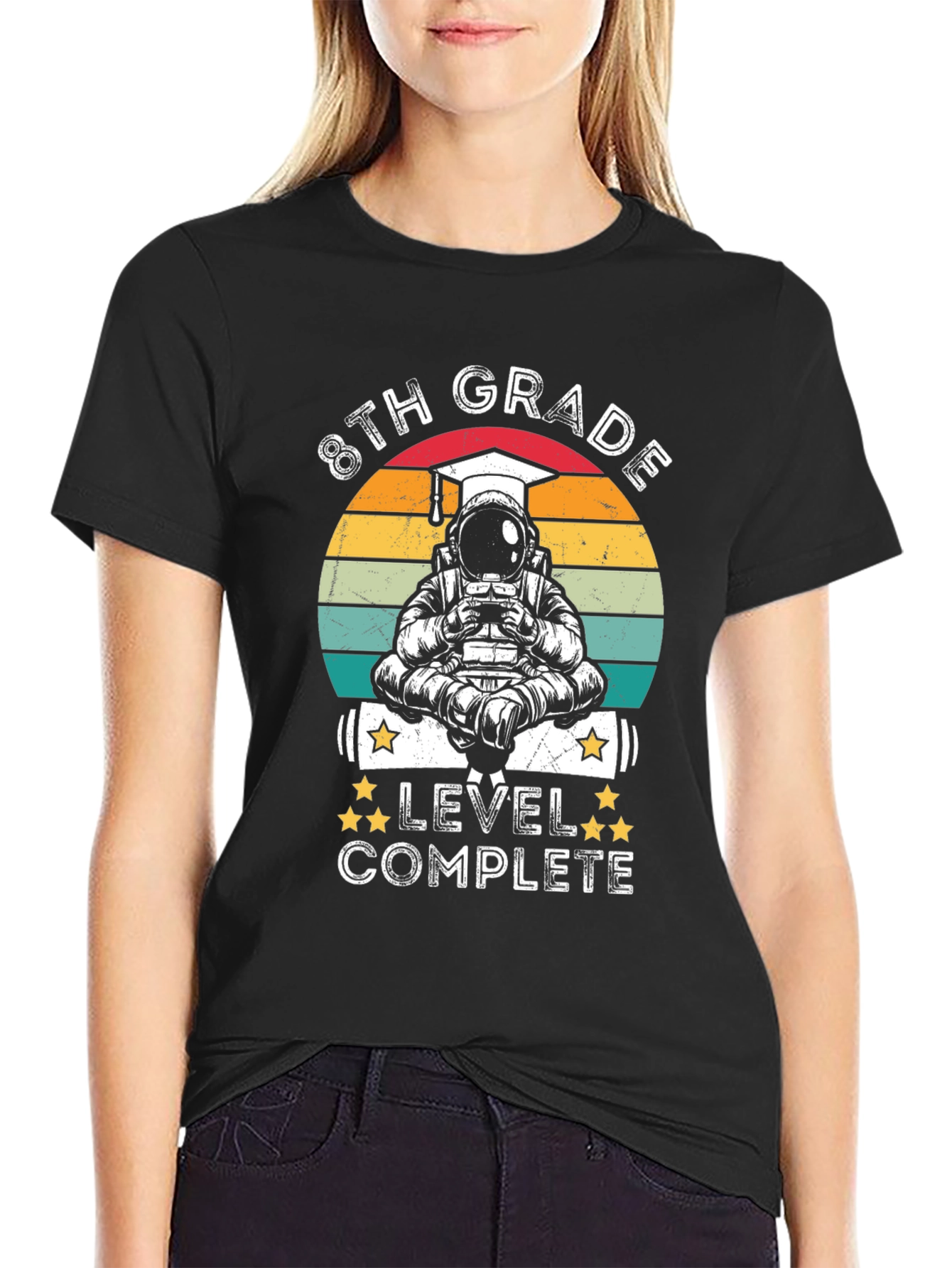 8th Grade Graduation Astronaut T-Shirt Level Complete
