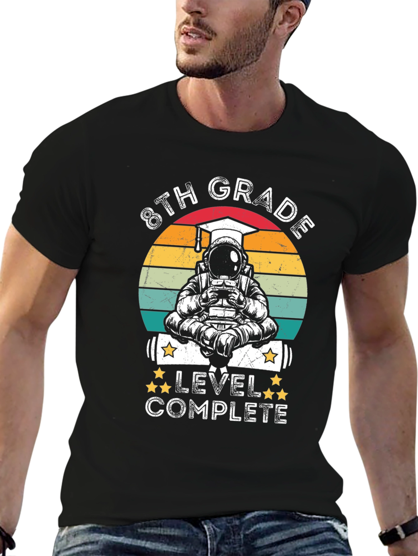 8th Grade Graduation Astronaut T-Shirt Level Complete