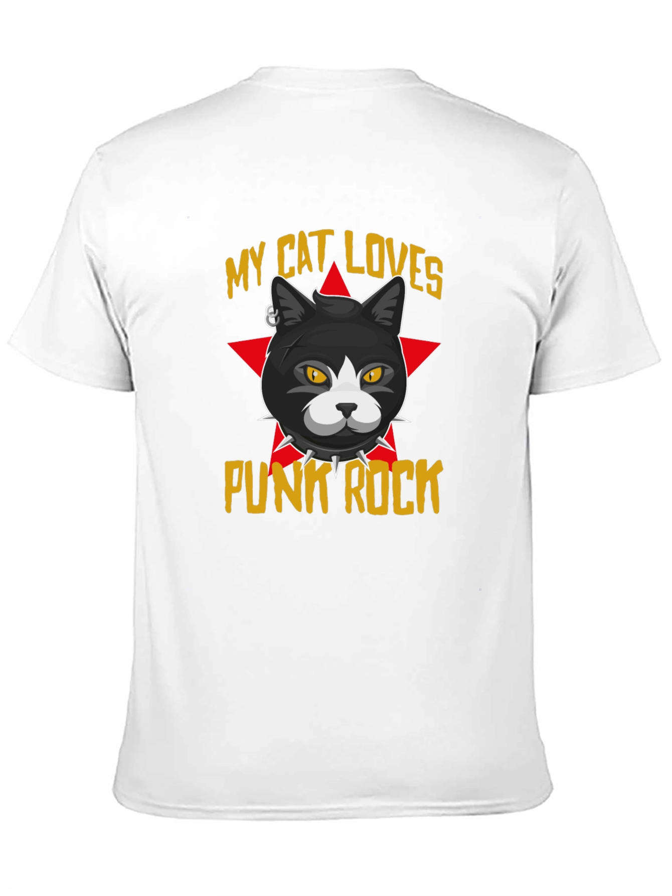 Punk Rock Cat Graphic T-Shirt