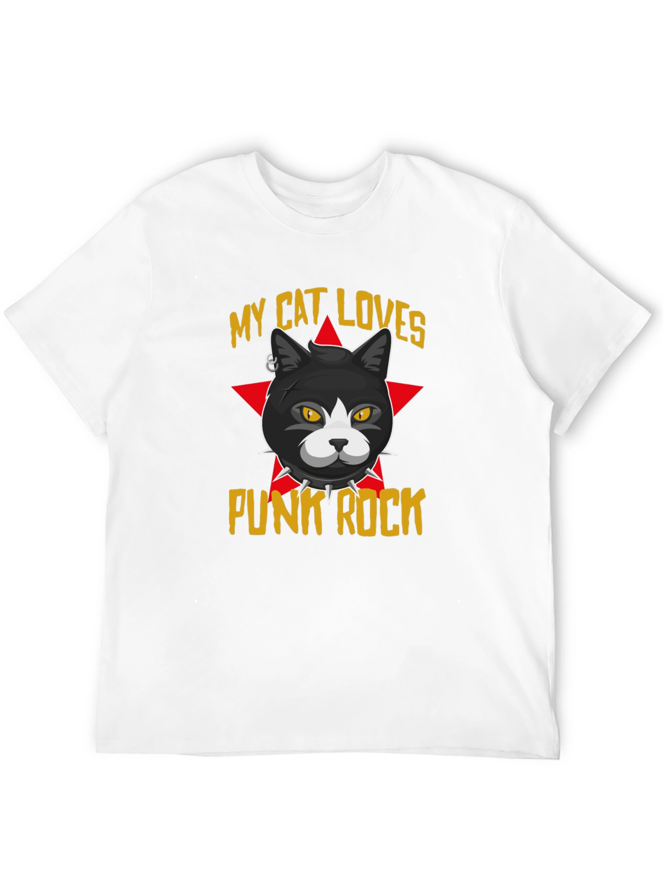 Punk Rock Cat Graphic T-Shirt