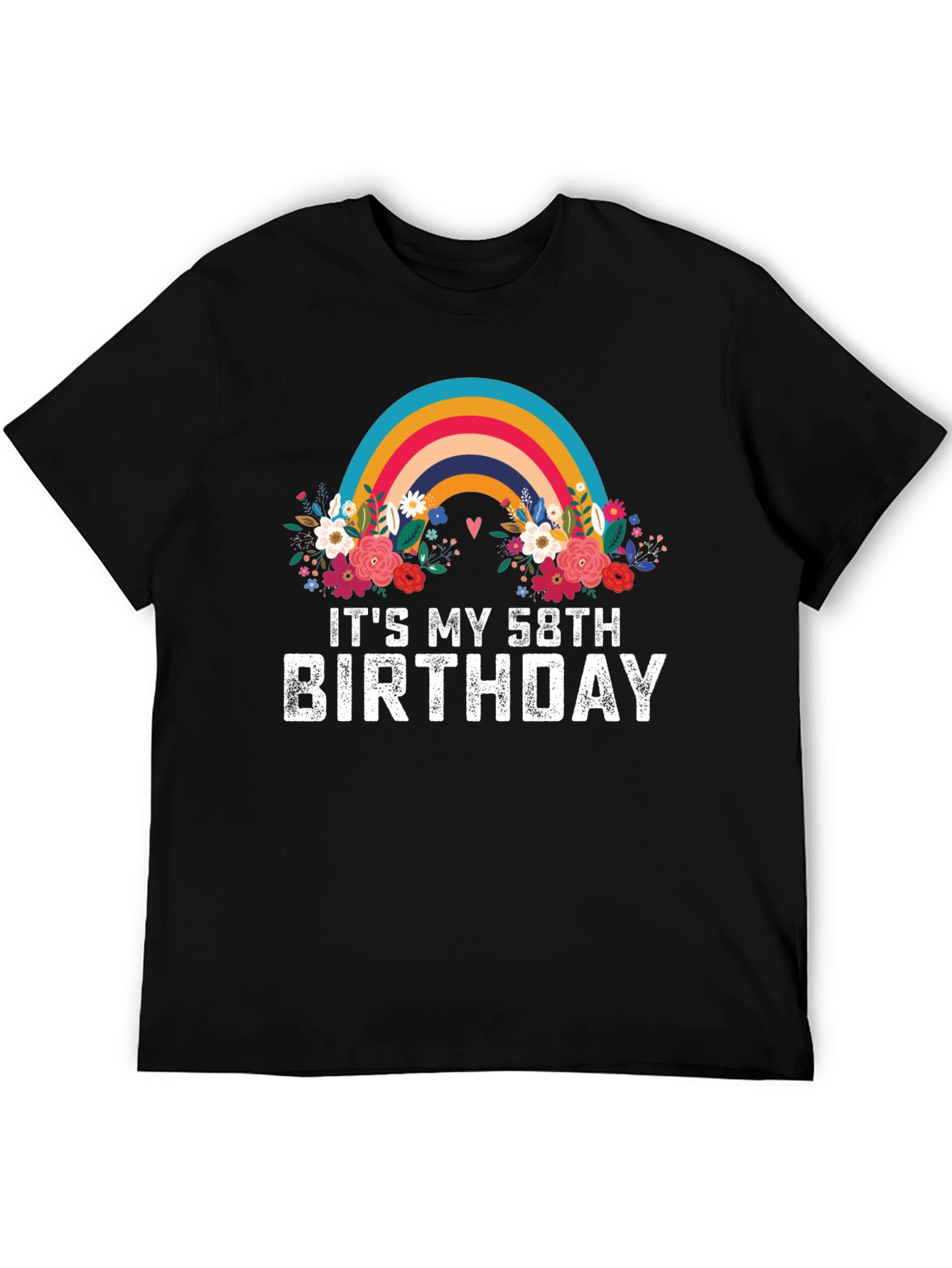 58th Birthday Rainbow Floral T-Shirt