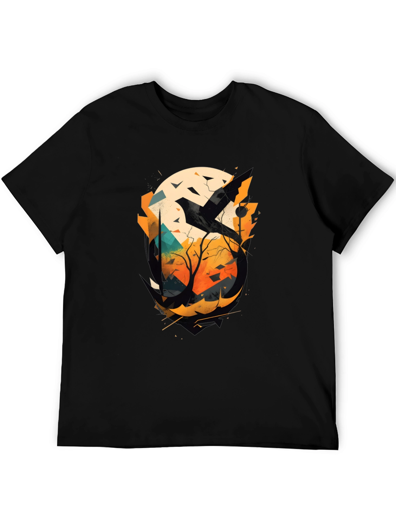 Abstract Raven Graphic Tee - Mens Black T-Shirt