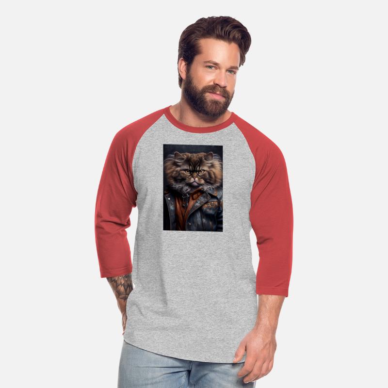 Selkirk Rex Cat Breed Portrait wears a leather jac