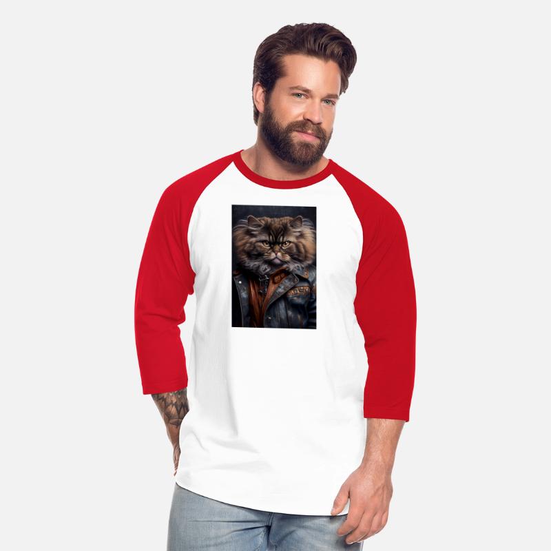 Selkirk Rex Cat Breed Portrait wears a leather jac