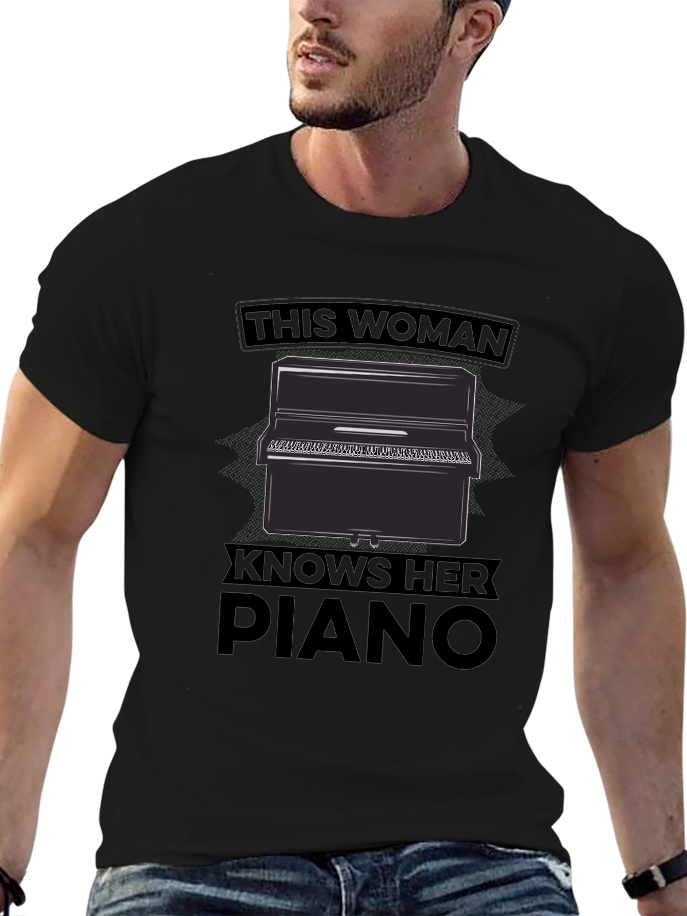 This Woman Knows Her Piano Black T-Shirt