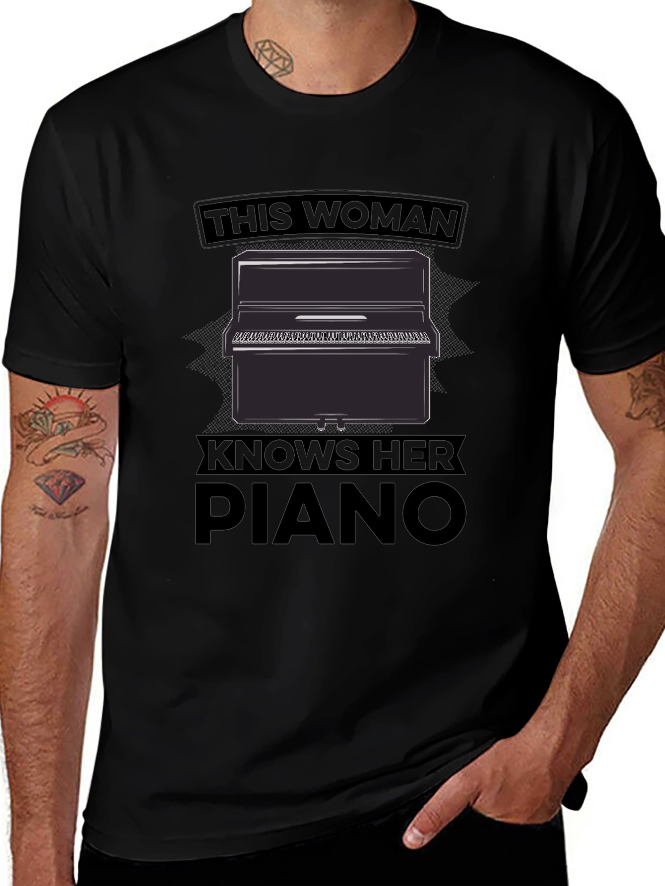 This Woman Knows Her Piano Black T-Shirt