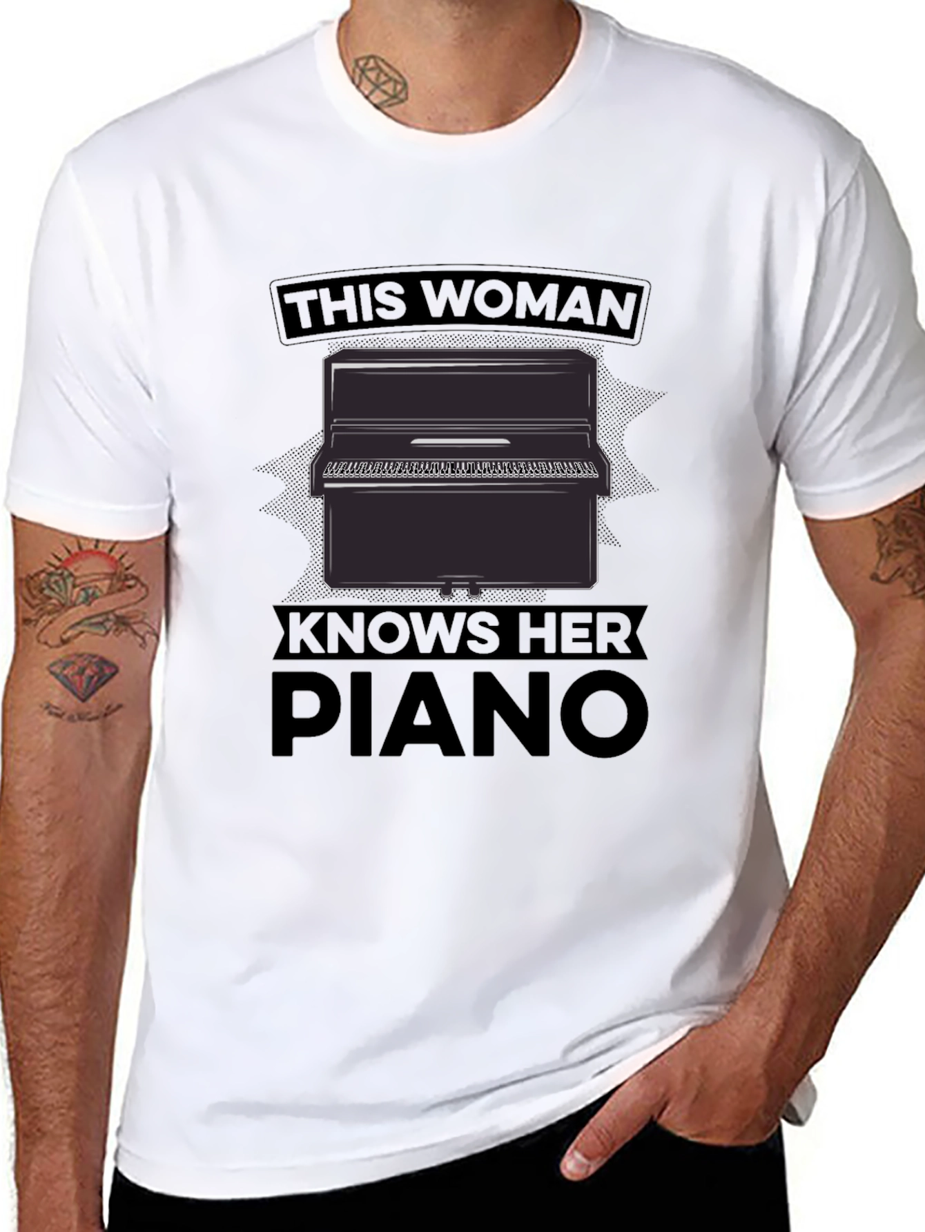 This Woman Knows Her Piano Black T-Shirt