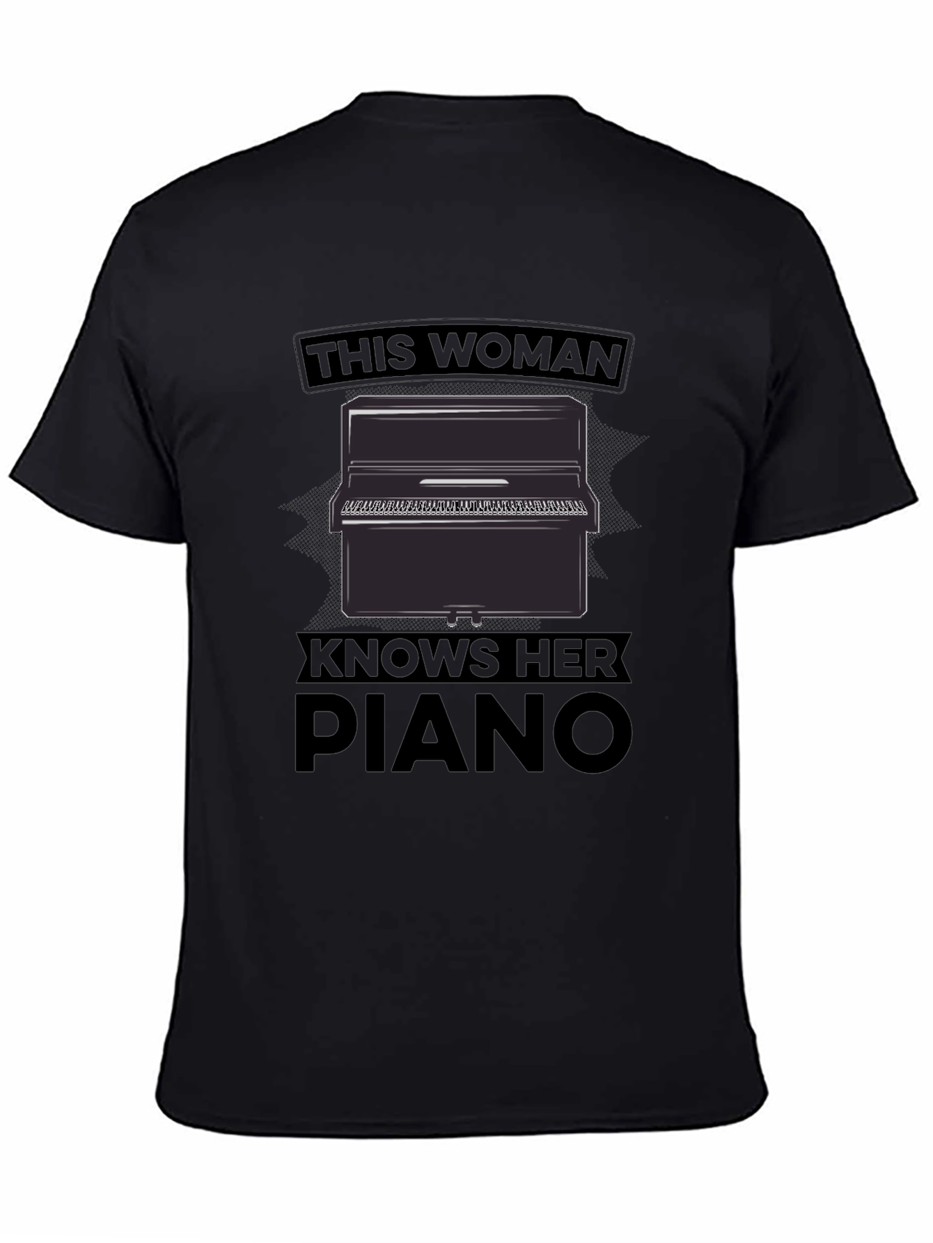 This Woman Knows Her Piano Black T-Shirt