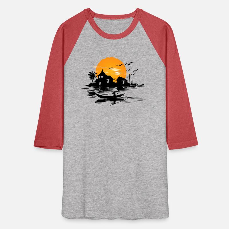 Silhouette of Houses and Boat at Sunset