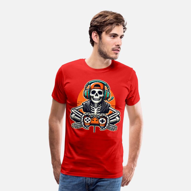 Skeleton Gamer Funny Retro Gaming Skull Art