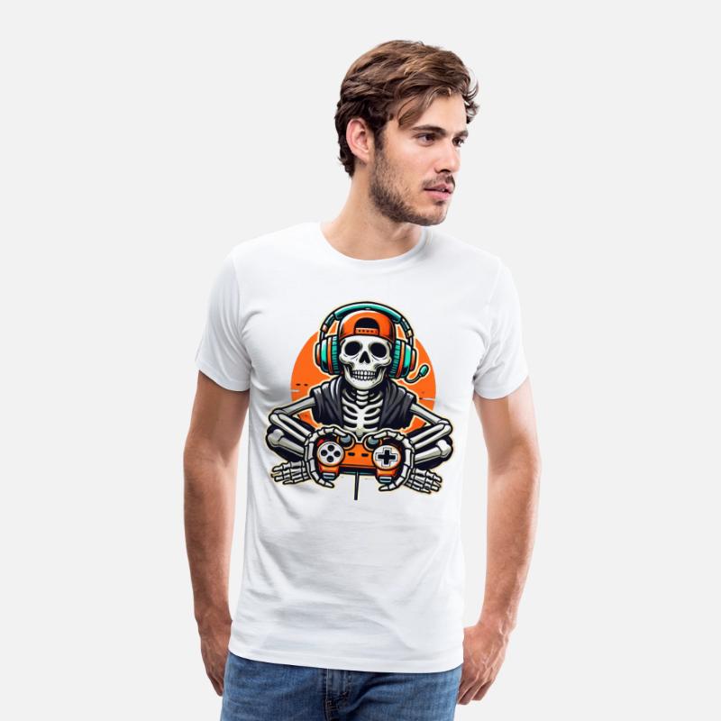 Skeleton Gamer Funny Retro Gaming Skull Art