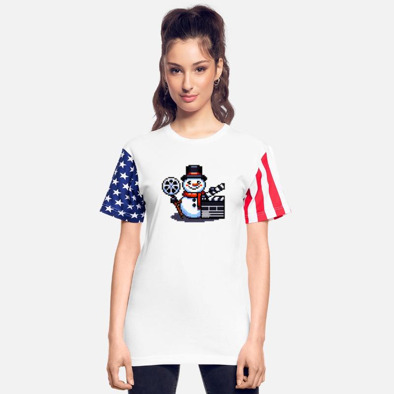 Snowman Film Buff 8-Bit Pixel Art