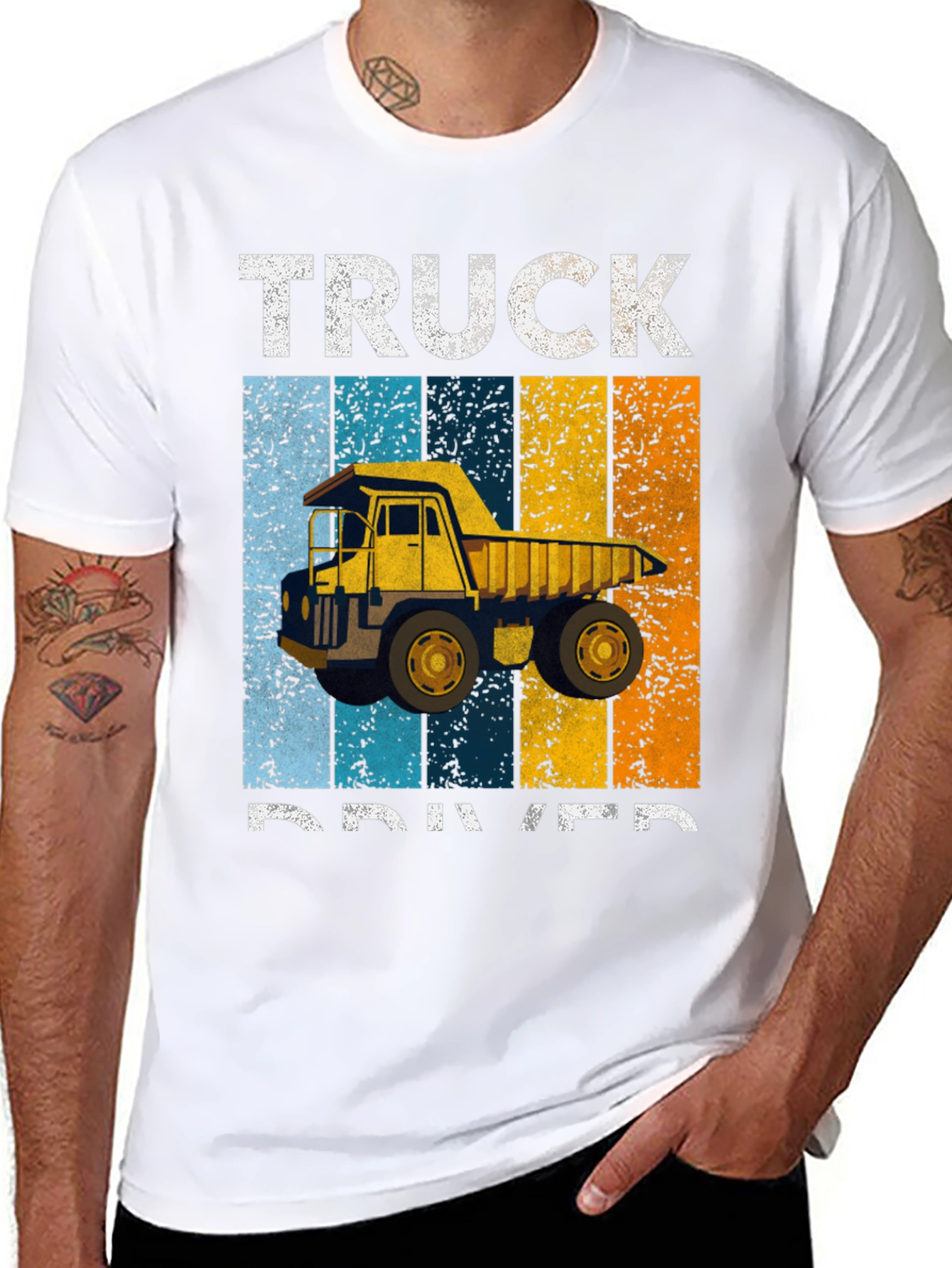 Truck Driver Graphic Tee - Retro Construction Shirt