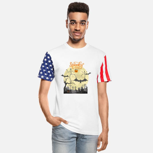 Spooky dancing skeletons bats moon and pumpkin