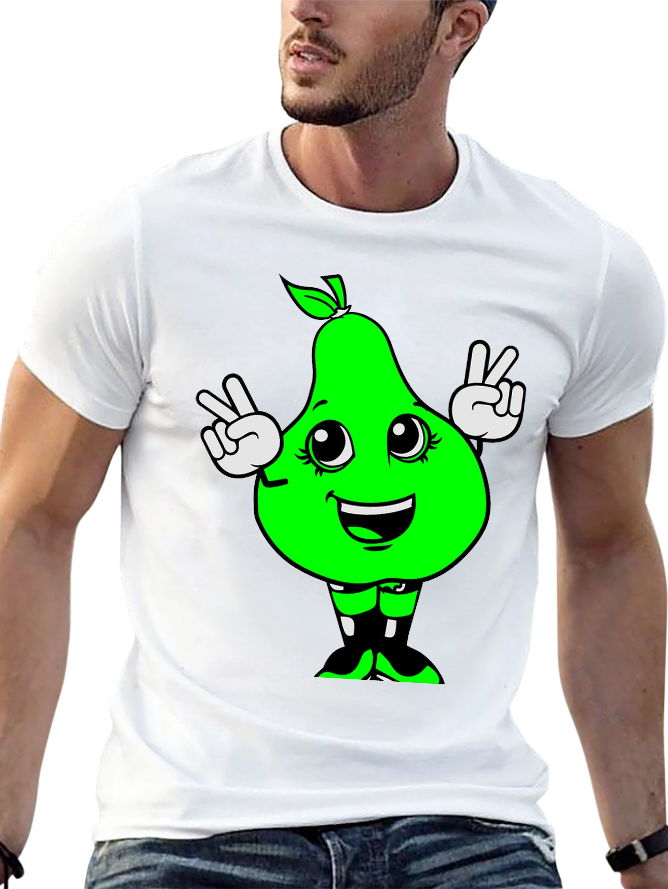 Funny Pear Peace Sign Graphic Tee