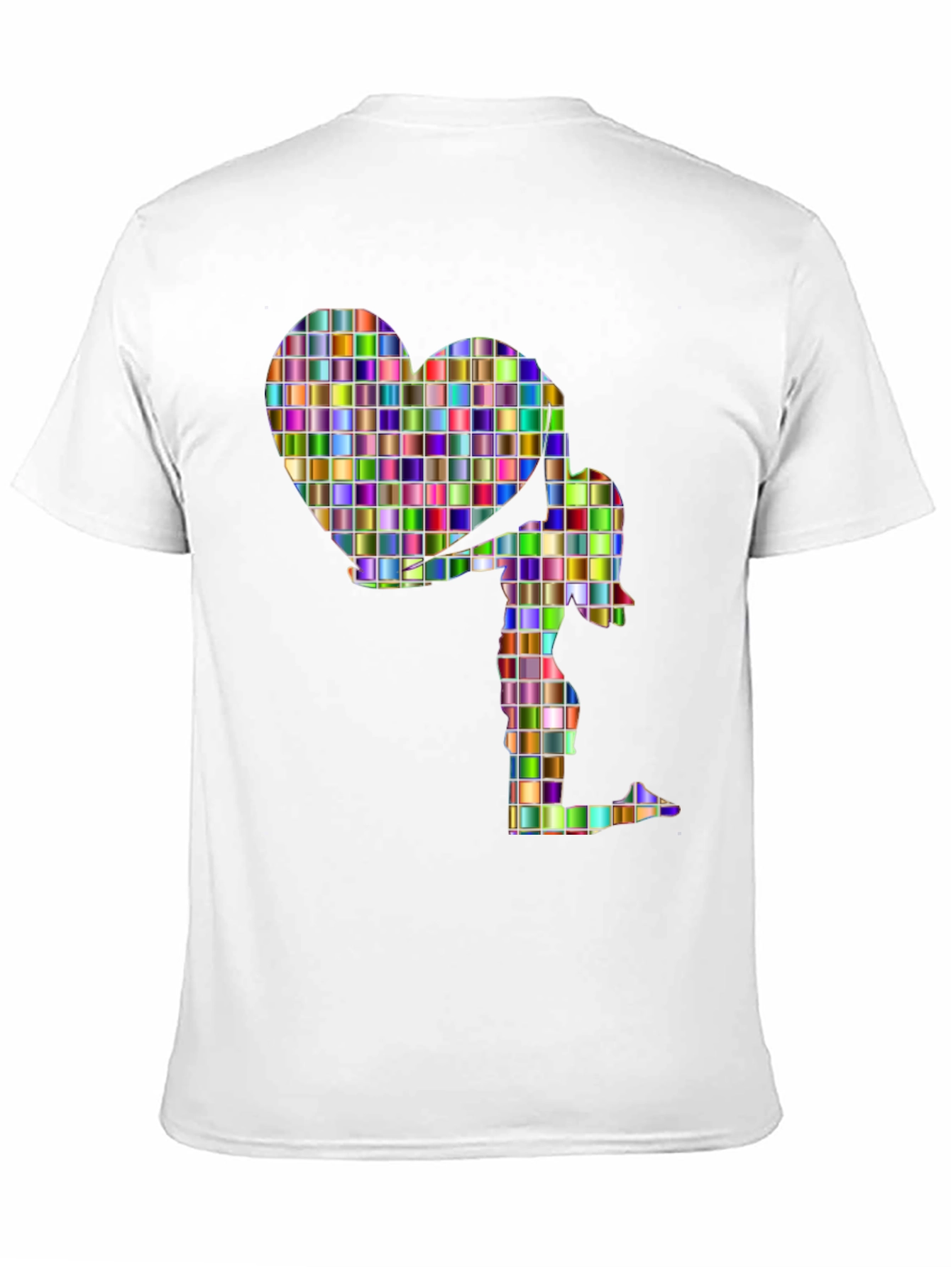 Abstract Mosaic Heart and Figure Graphic Tee - Black