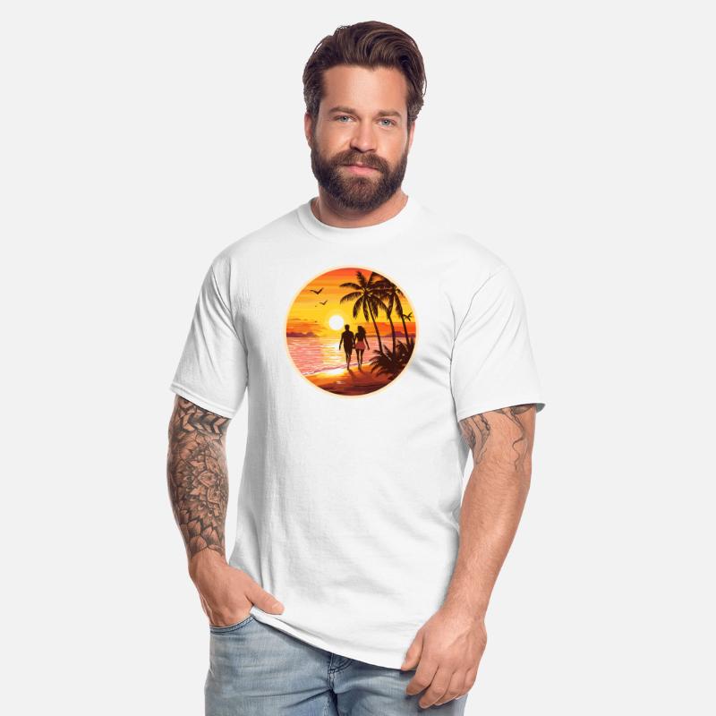 sunset beach romantic couple