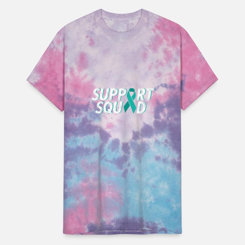 Support squad teal ribbon ovarian cancer awareness