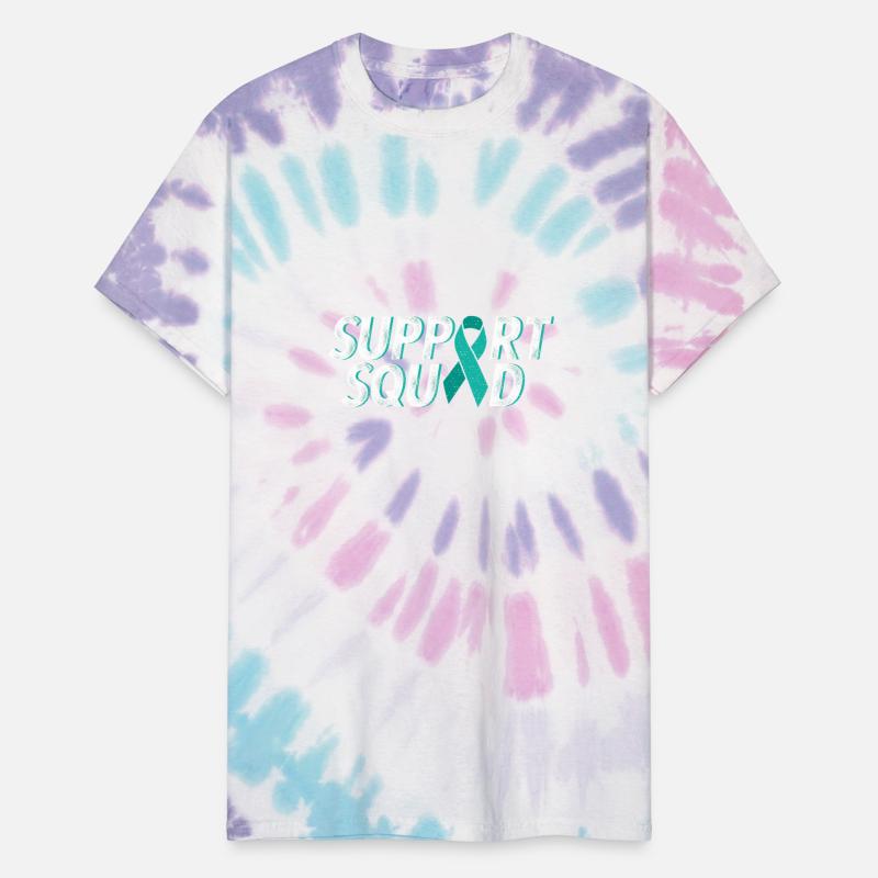 Support squad teal ribbon ovarian cancer awareness