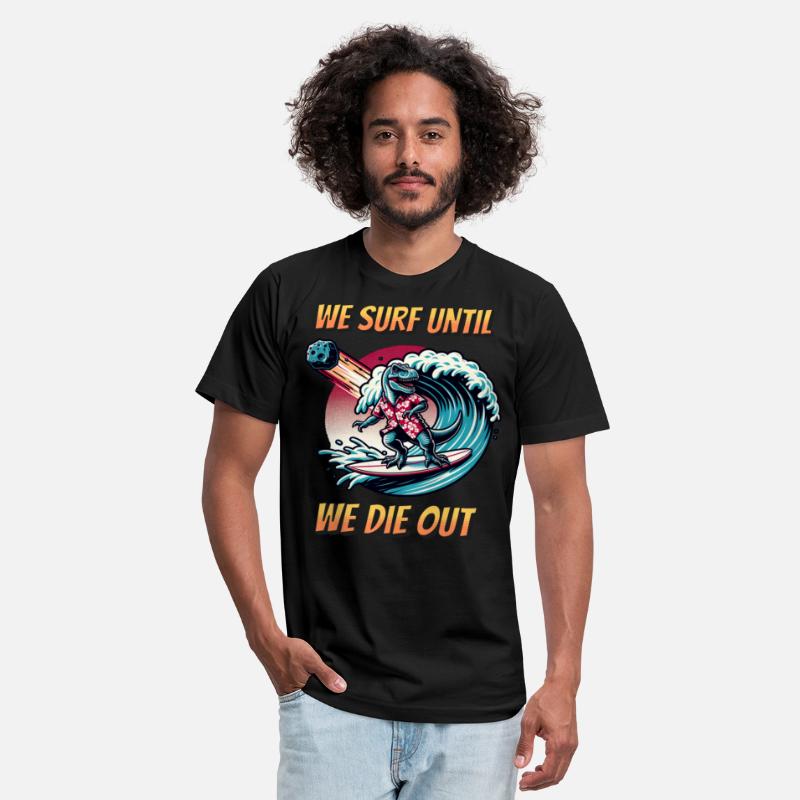 Surfer T Shirt - Funny T Rex - surfing dino - fun