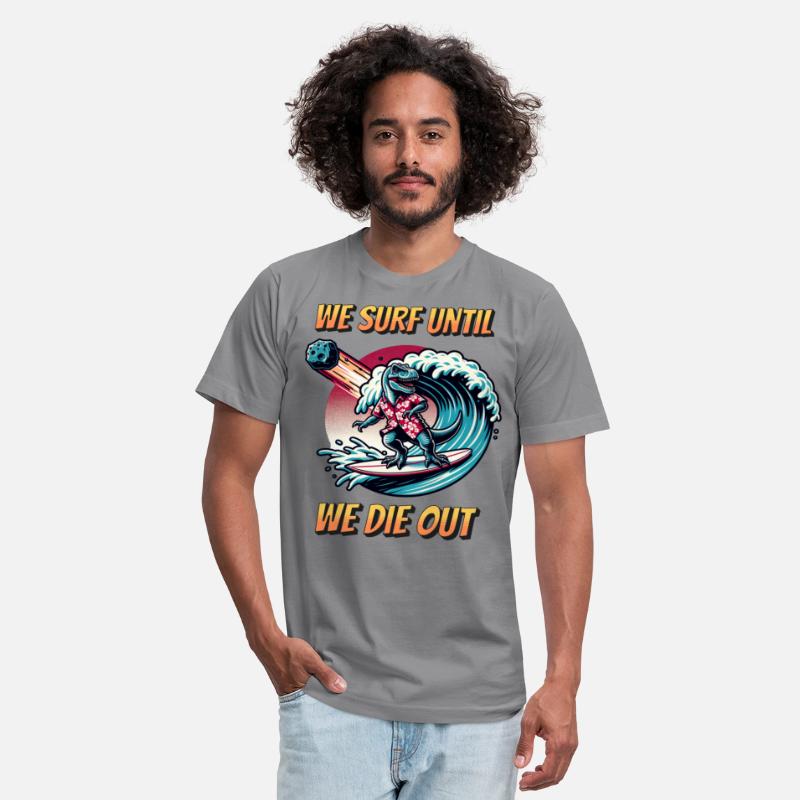 Surfer T Shirt - Funny T Rex - surfing dino - fun