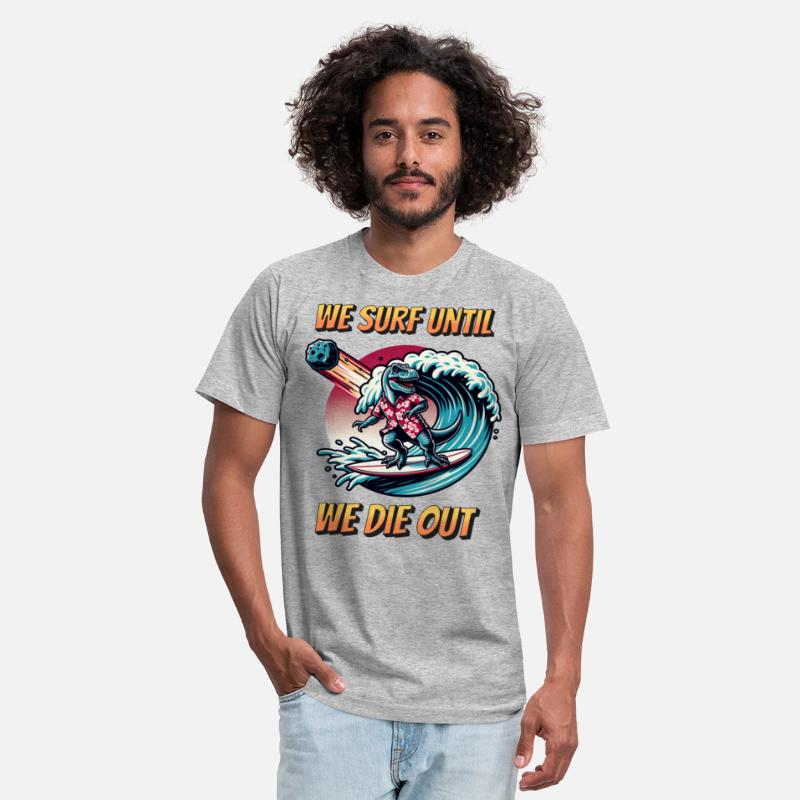 Surfer T Shirt - Funny T Rex - surfing dino - fun