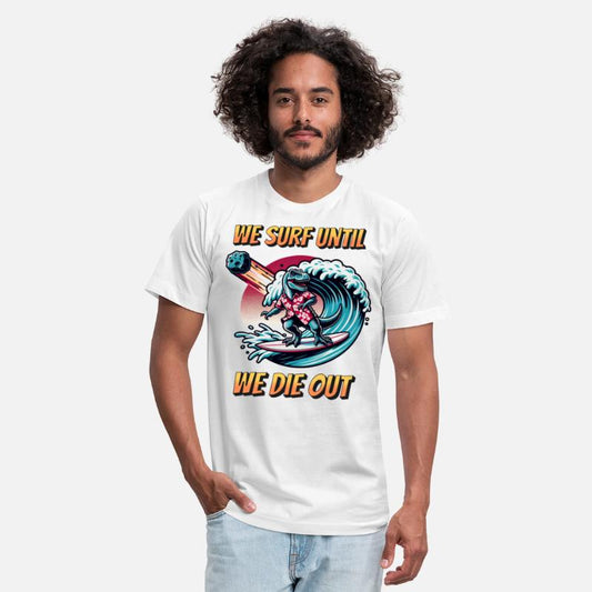 Surfer T Shirt - Funny T Rex - surfing dino - fun