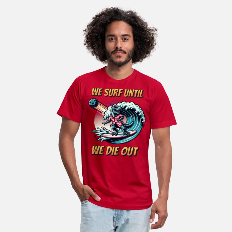 Surfer T Shirt - Funny T Rex - surfing dino - fun
