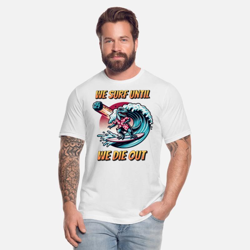 Surfer T Shirt - Funny T Rex - surfing dino - fun