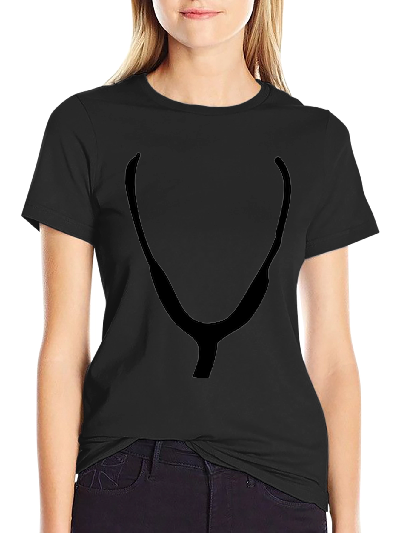 Black T-Shirt with Abstract Y Print