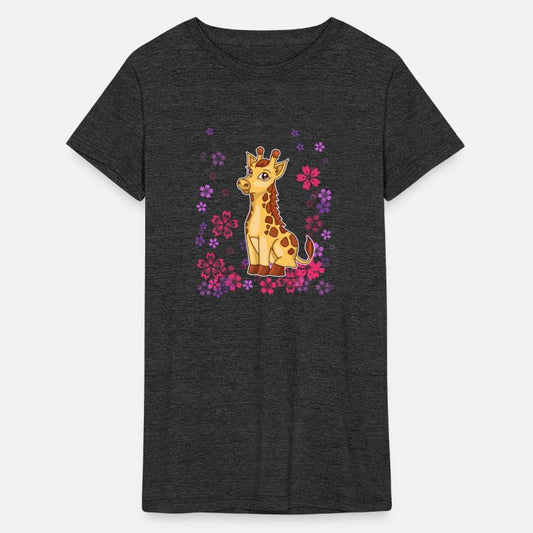 Sweet giraffe with flowers