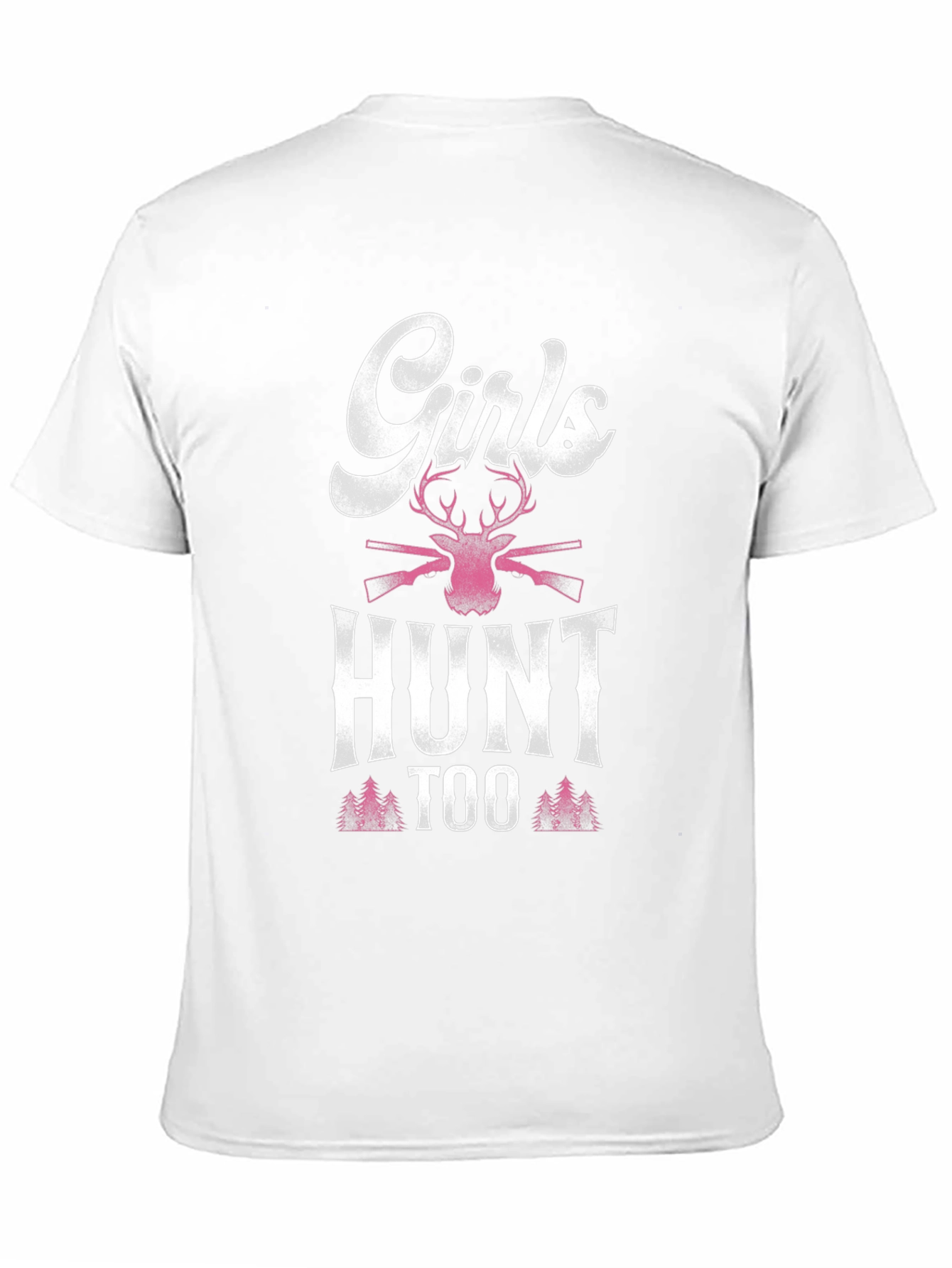 Girls Hunt Too T-Shirt: Deer and Rifle Design
