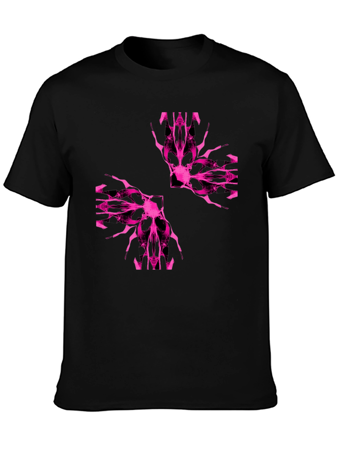 Abstract Pink Graphic Print Black T-Shirt