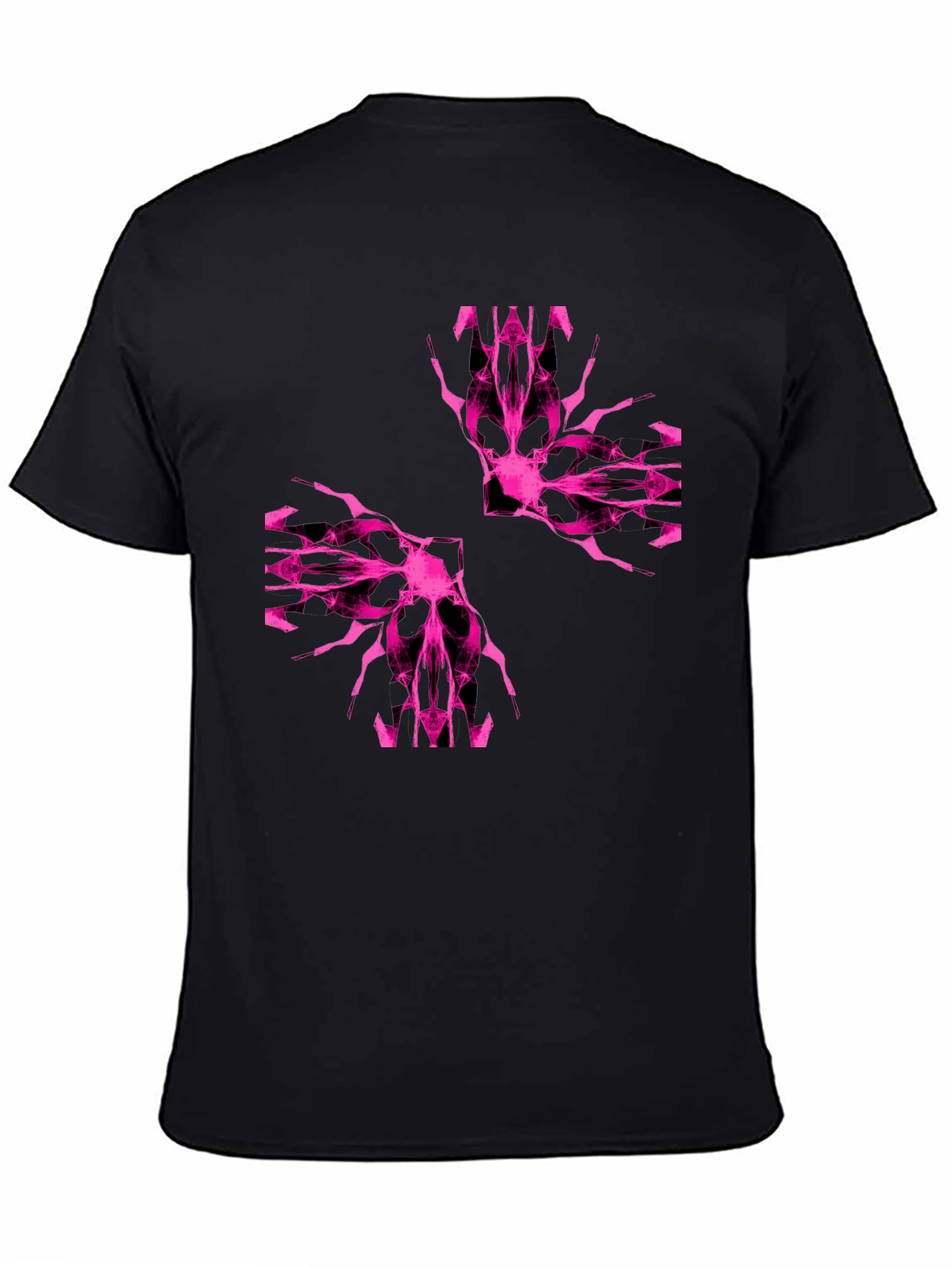 Abstract Pink Graphic Print Black T-Shirt