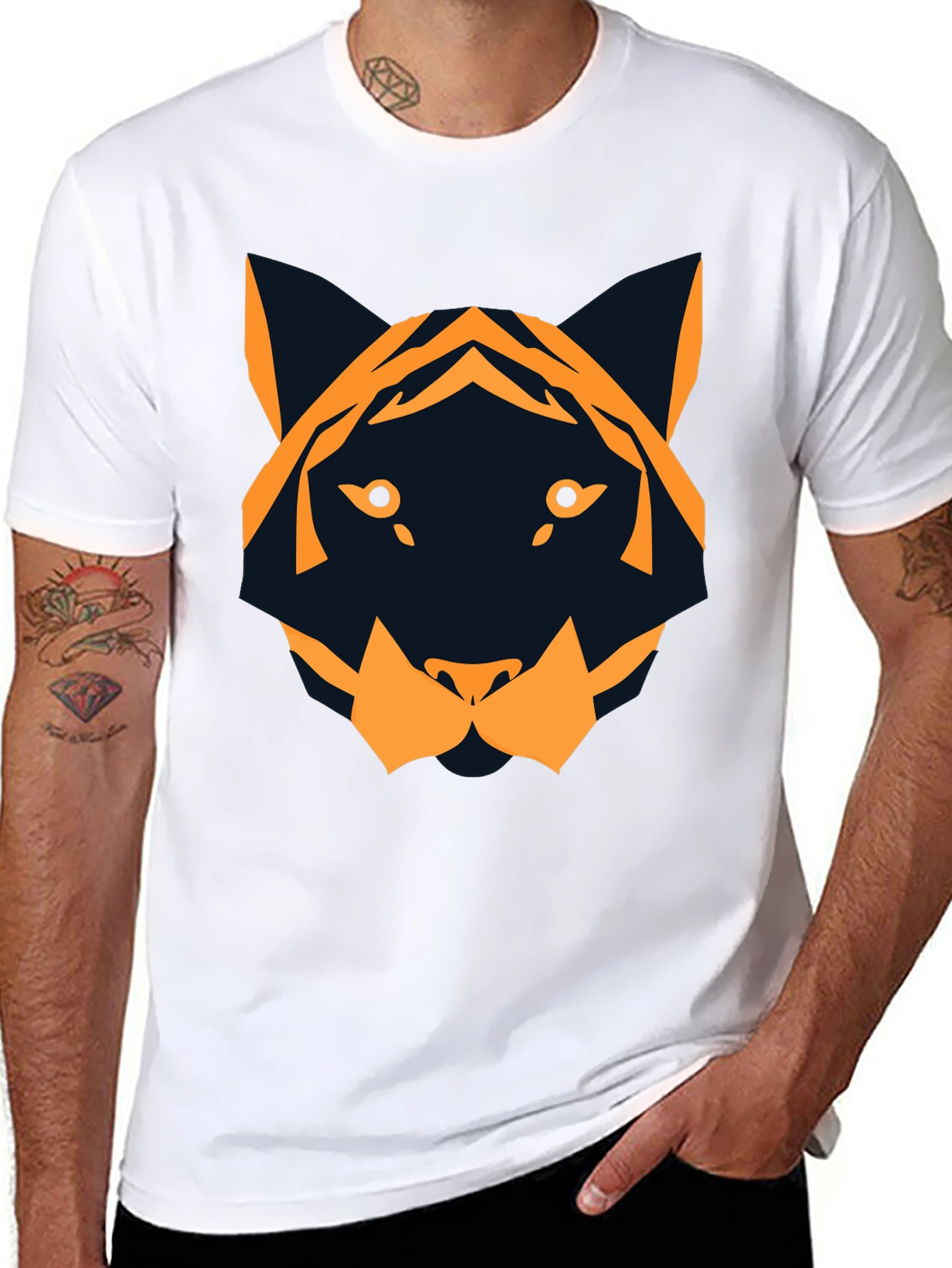 Geometric Tiger Graphic Tee - Modern Style