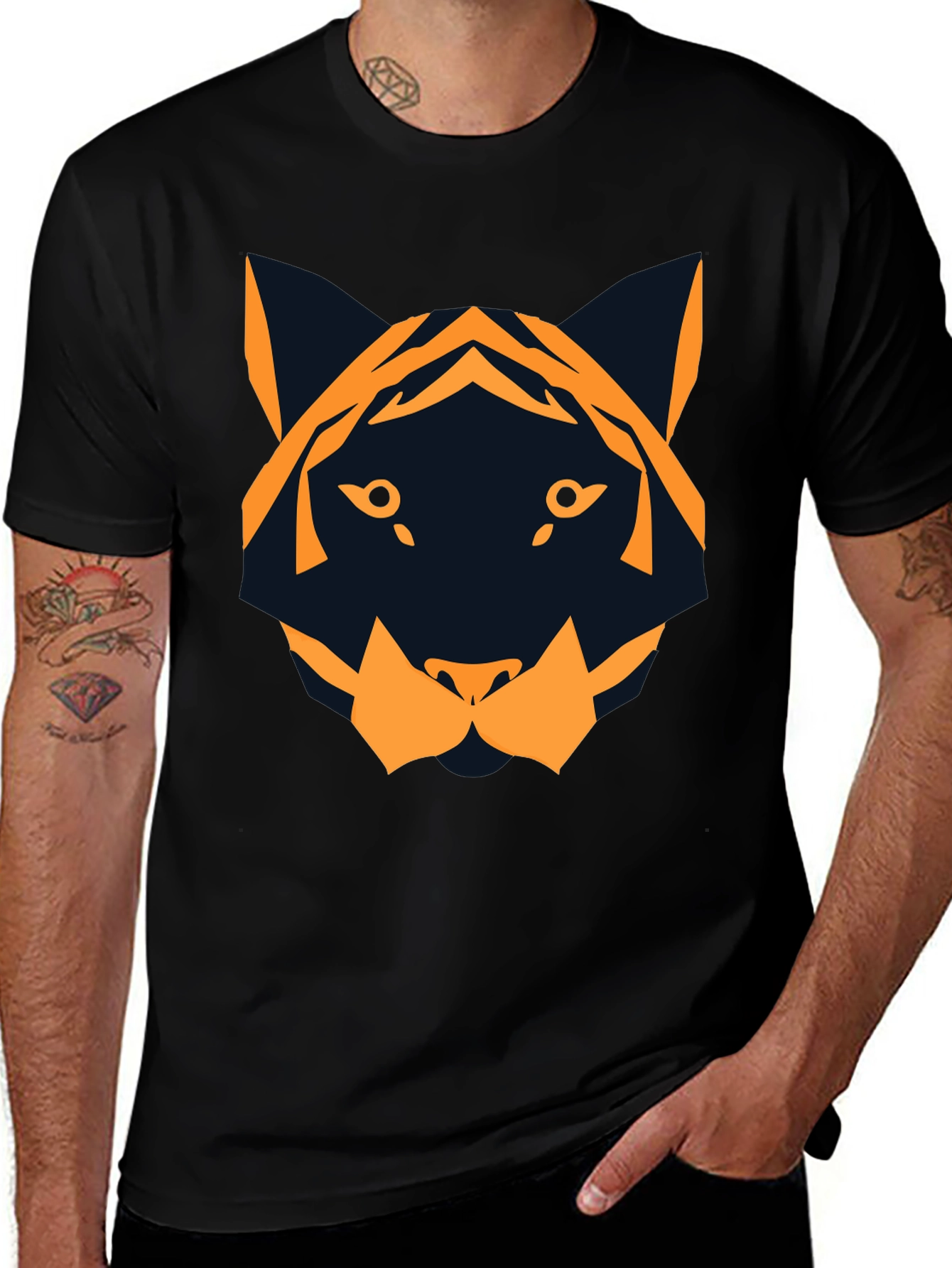 Geometric Tiger Graphic Tee - Modern Style