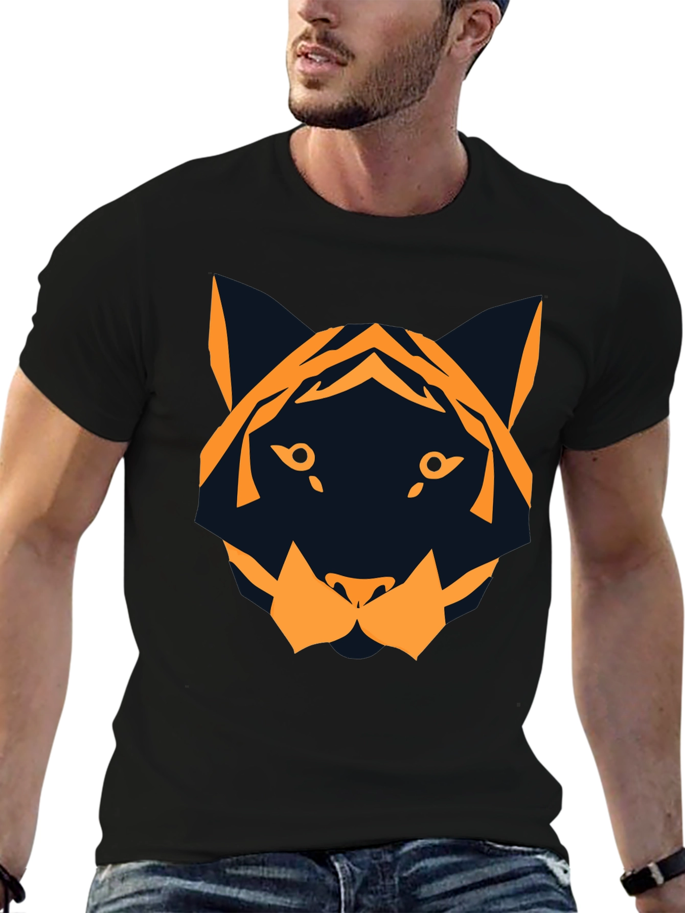 Geometric Tiger Graphic Tee - Modern Style