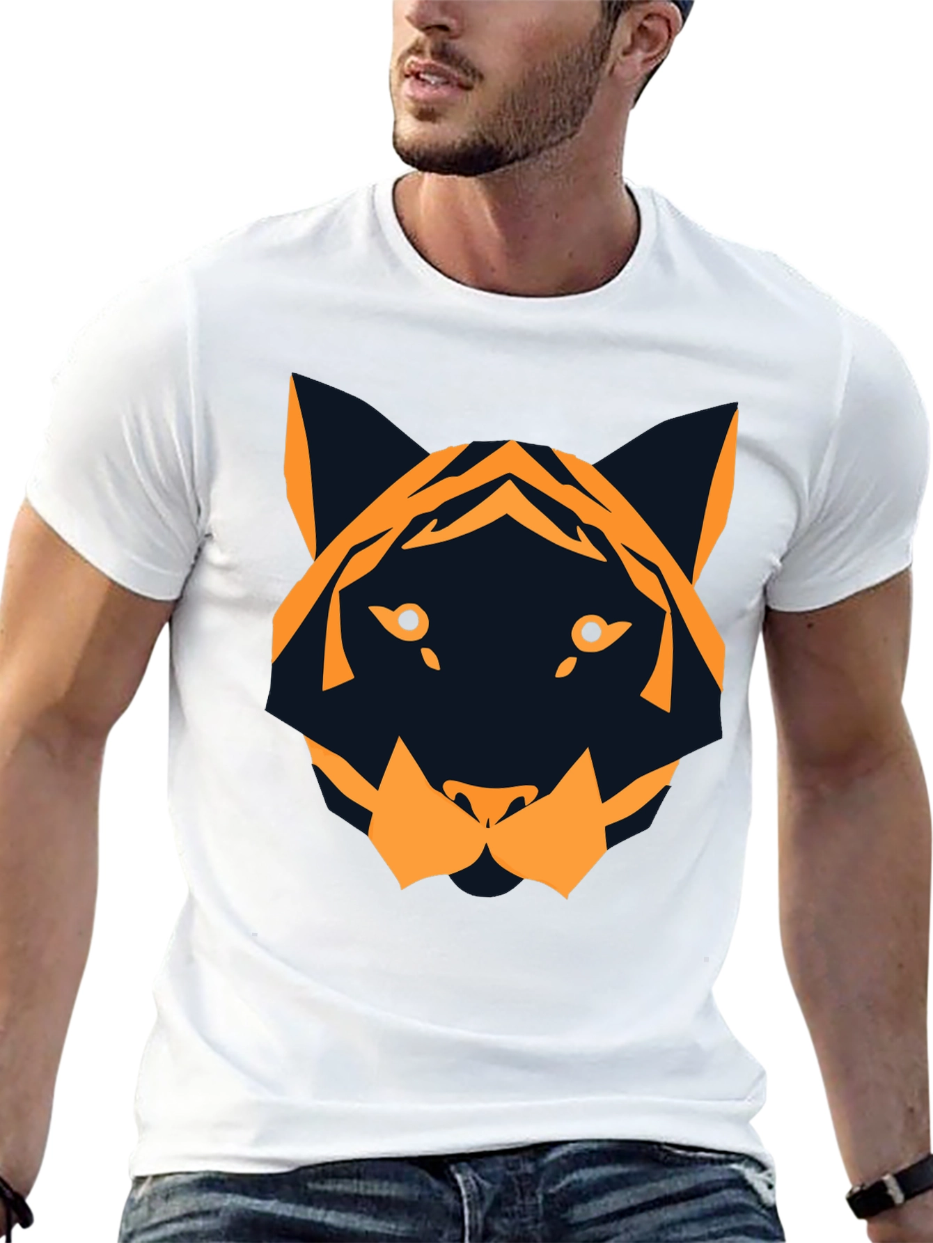 Geometric Tiger Graphic Tee - Modern Style