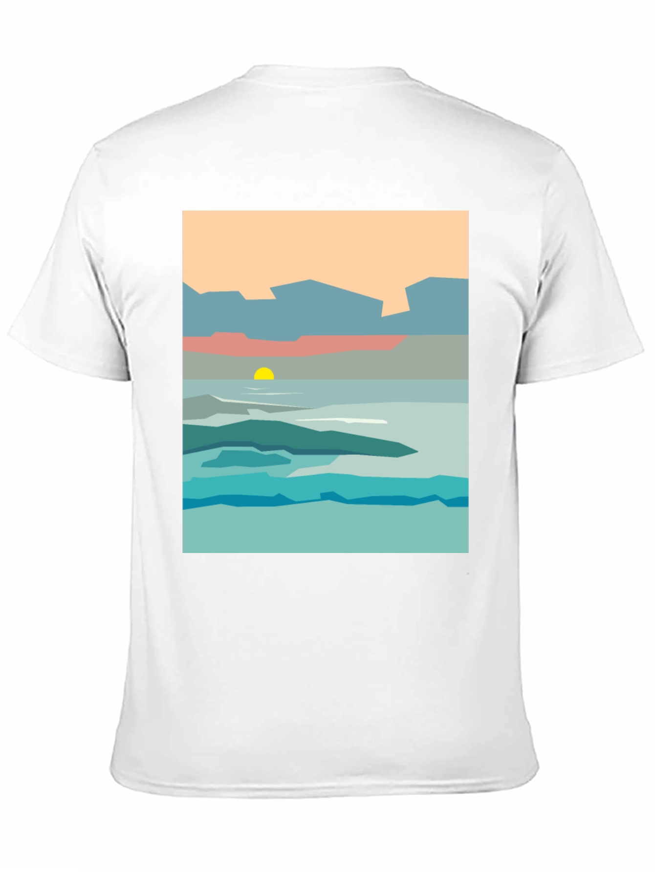 Abstract Landscape Graphic Tee - Black Cotton T-Shirt