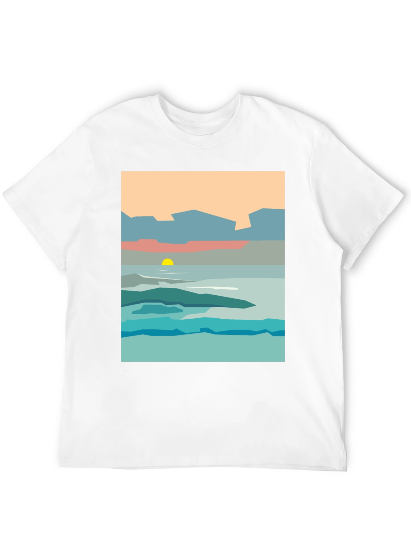 Abstract Landscape Graphic Tee - Black Cotton T-Shirt