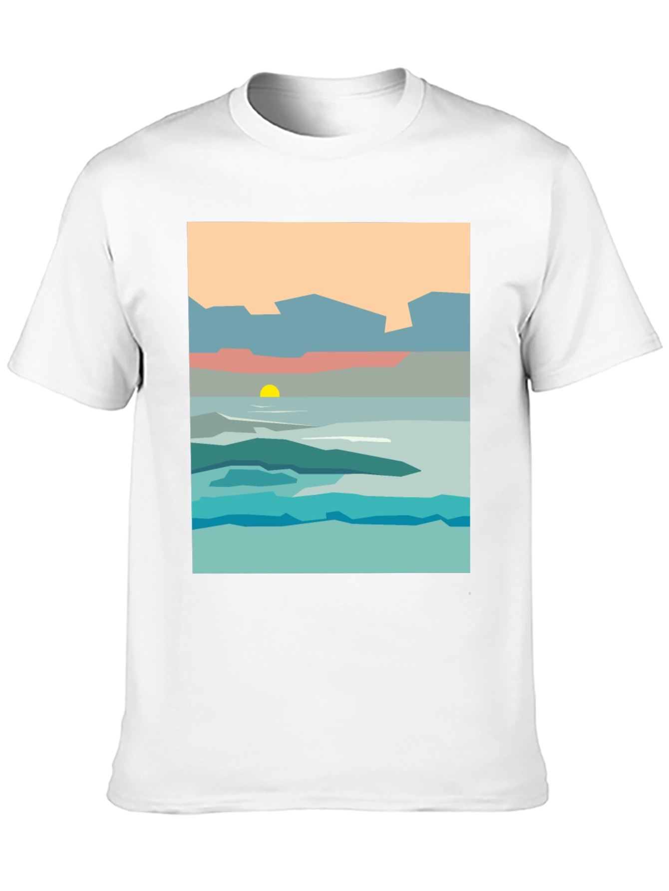 Abstract Landscape Graphic Tee - Black Cotton T-Shirt
