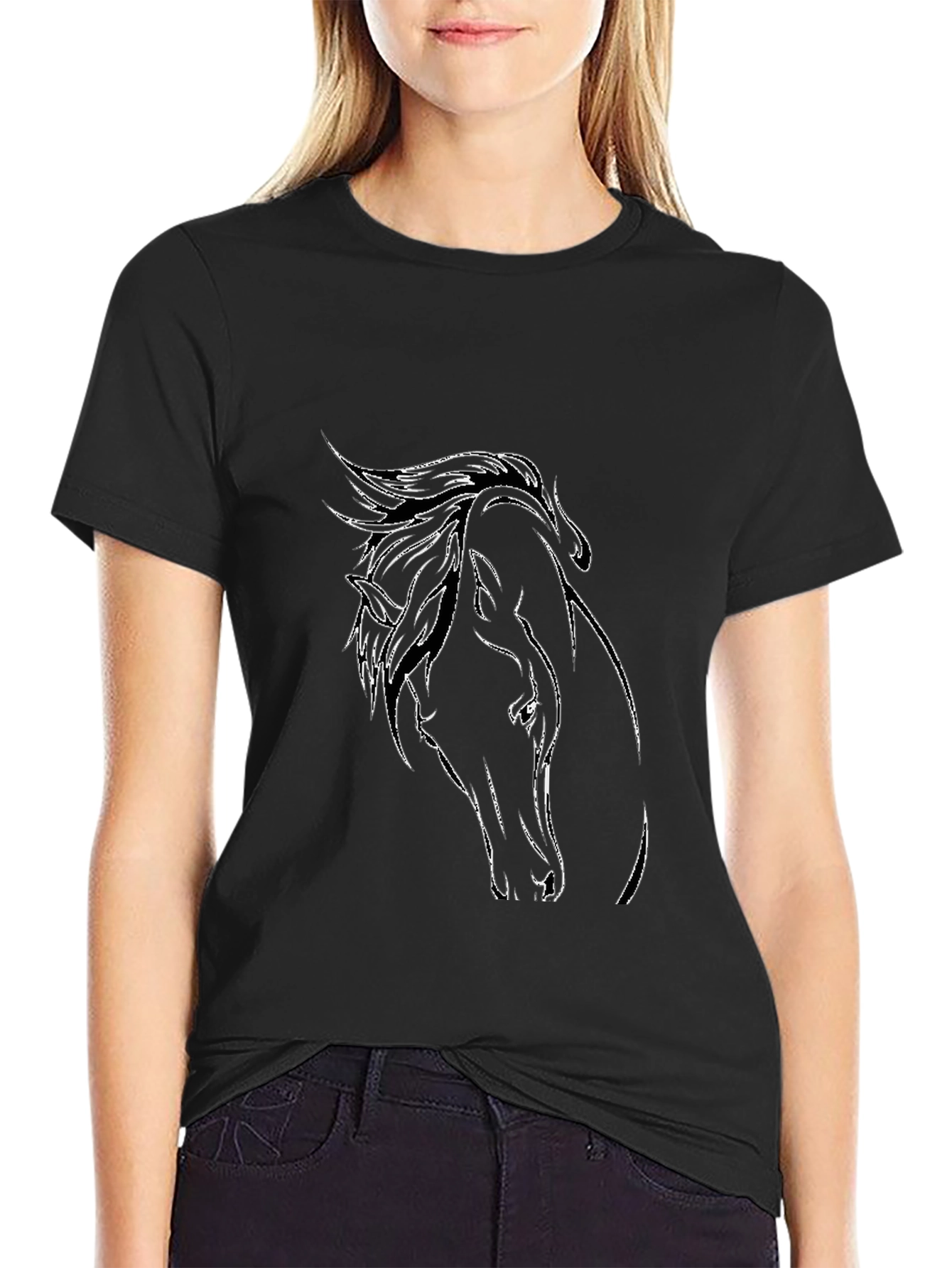 Horse Head Graphic Black T-Shirt