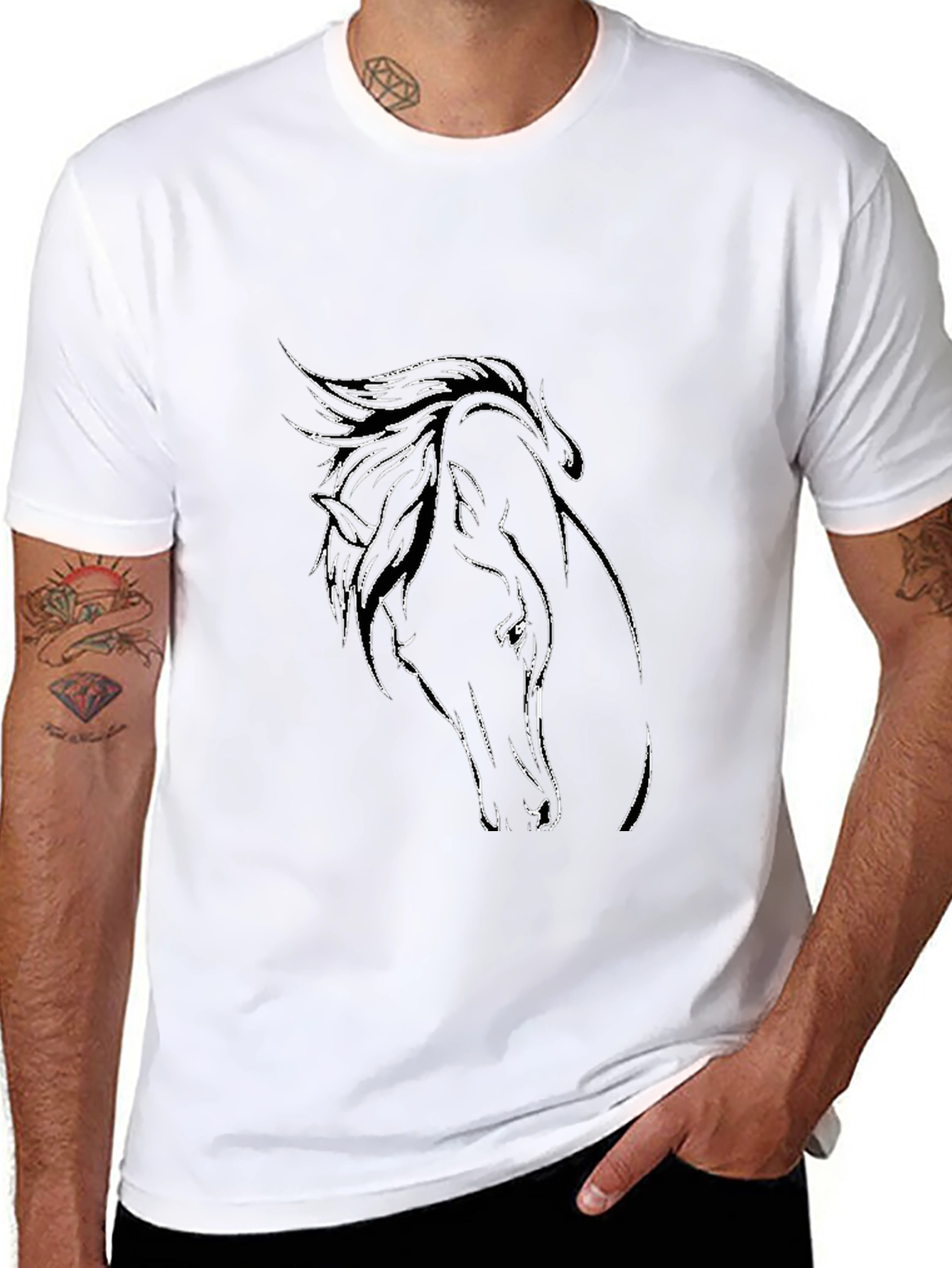 Horse Head Graphic Black T-Shirt