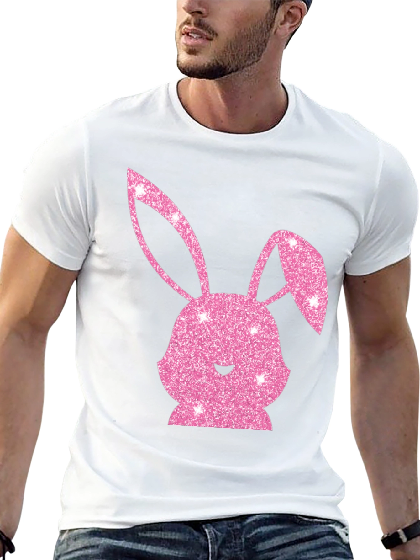 Easter Bunny T-Shirt - Sparkly Pink Bunny Design