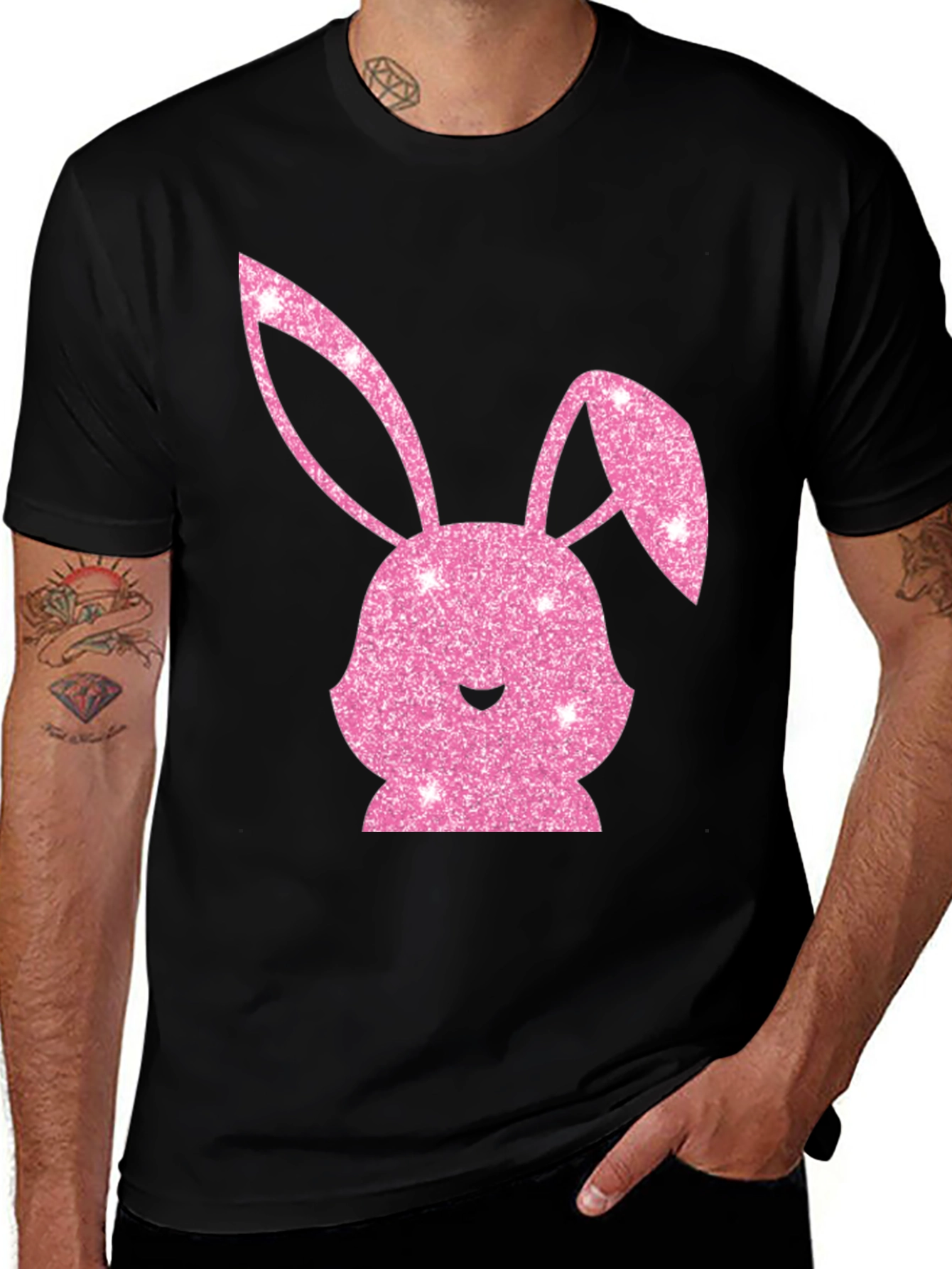 Easter Bunny T-Shirt - Sparkly Pink Bunny Design