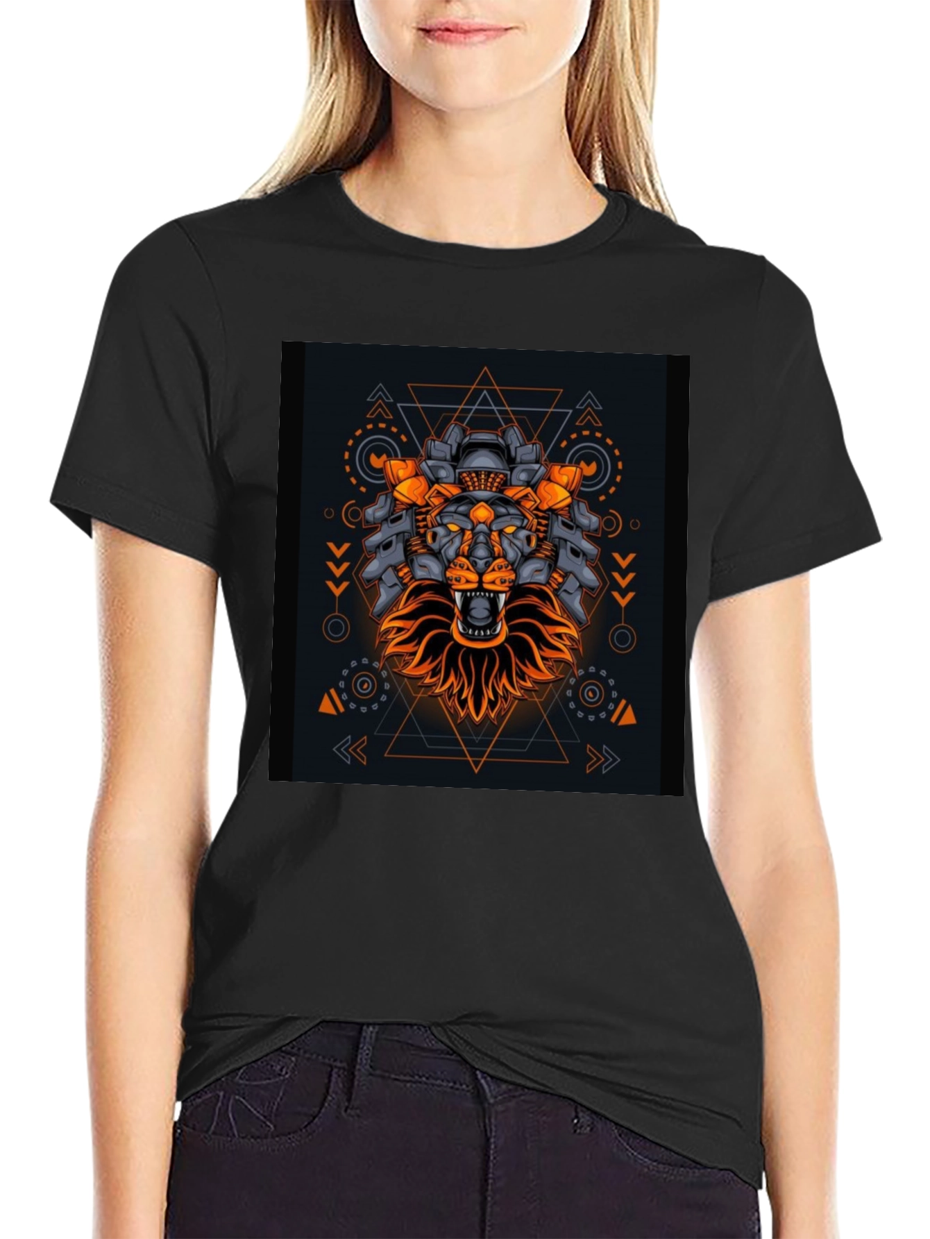 Geometric Lion Graphic T-Shirt