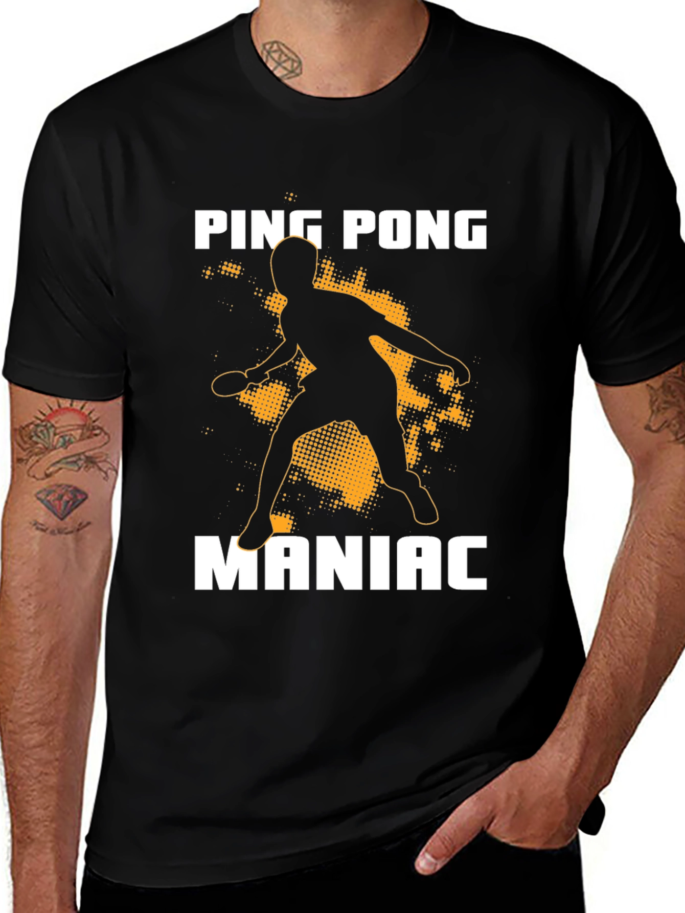 Ping Pong Maniac T-Shirt - Black Graphic Tee