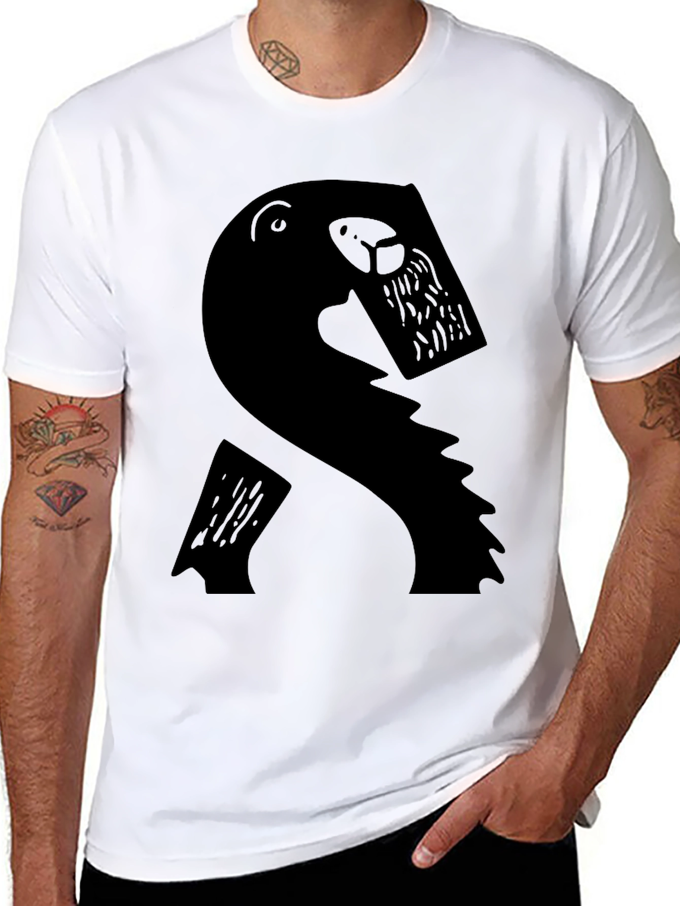 Abstract Beaver Graphic T-Shirt - Mens